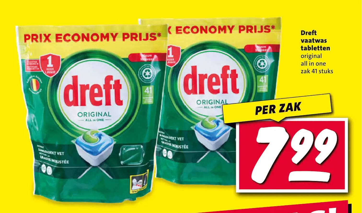 Dreft vaatwas tabletten original all in one zak 41 stuks