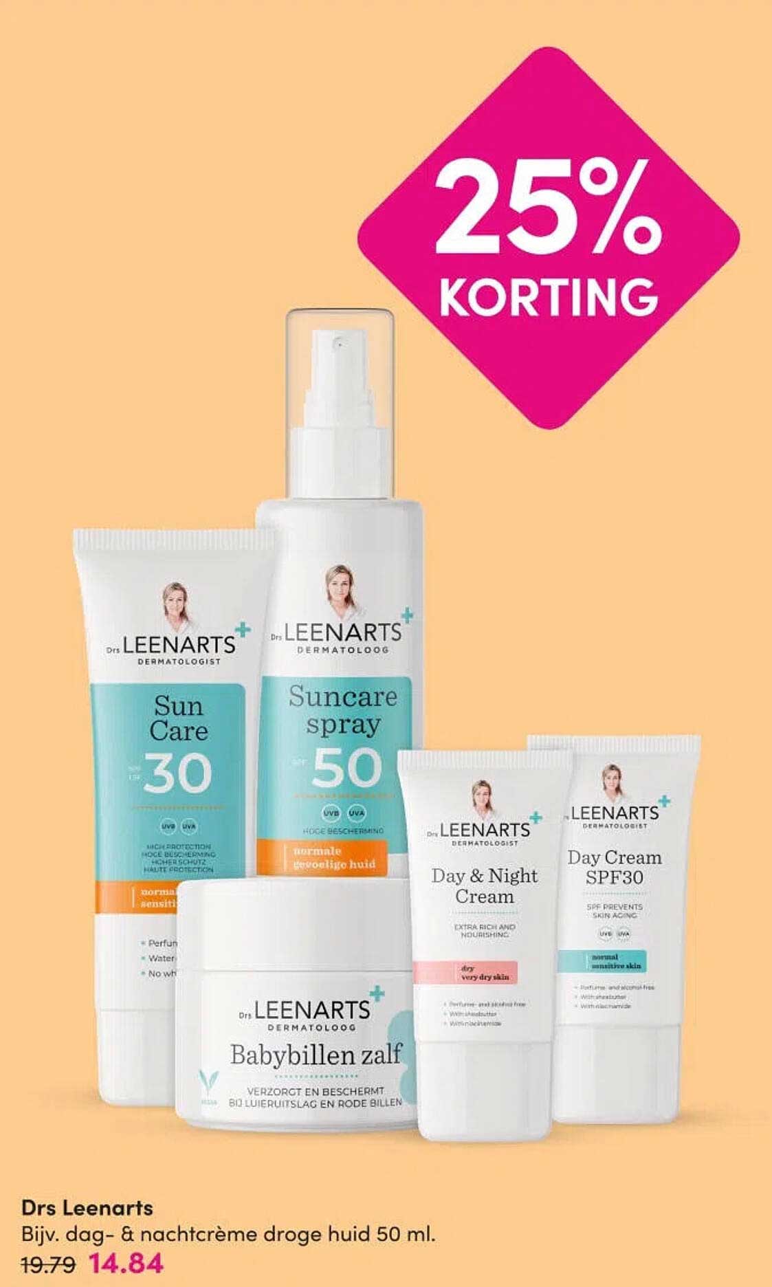 Drs Leenarts Bijv. dag- & nachtcrème droge huid 50 ml. 25% korting