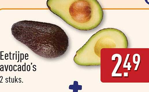 Eetrijpe avocado's 2 stuks.