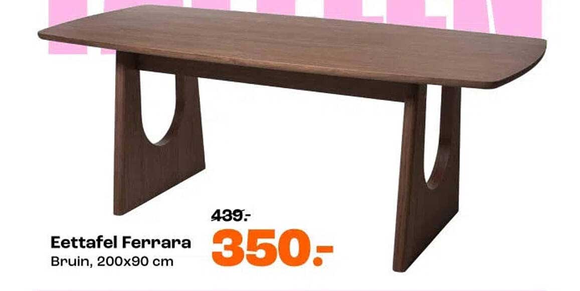Eettafel Ferrara Bruin, 200x90 cm