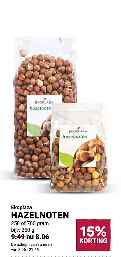 Ekoplaza HAZELNOTEN 15% KORTING