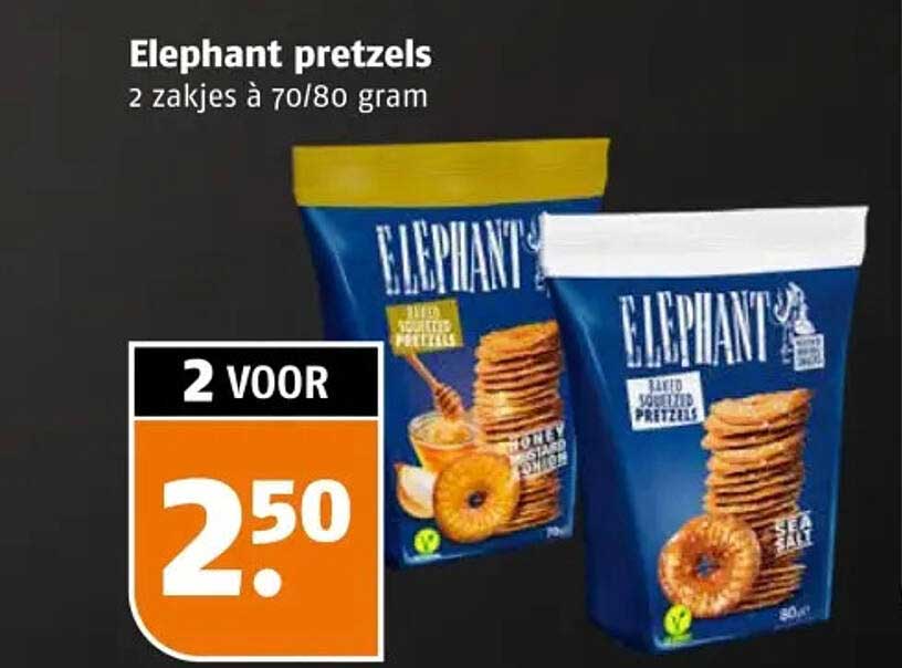 Elephant pretzels 2 zakjes à 70/80 gram