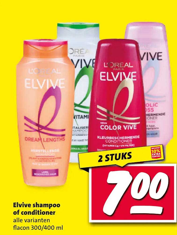 Elvive shampoo of conditioner alle varianten flacon 300/400 ml 2 STUKS