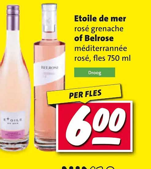 Etoile de mer rosé grenache of Belrose méditerranée rosé, fles 750 ml