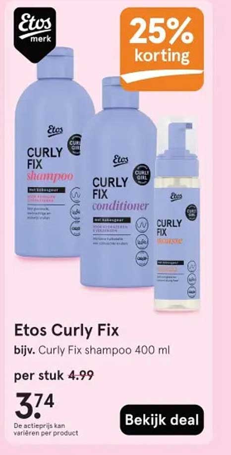 Etos Curly Fix 25% korting