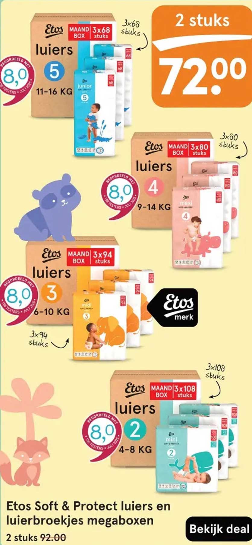 Etos Soft & Protect luiers en luierbroekjes megaboxen