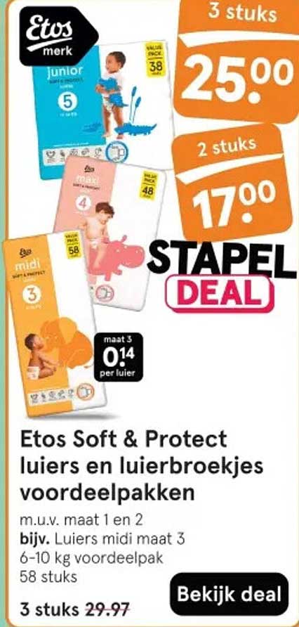 Etos Soft & Protect luiers en luierbroekjes voordeelpakken