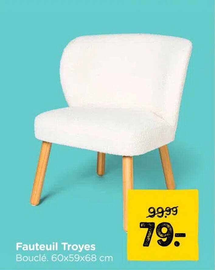Fauteuil Troyes Bouclé, 60x59x68 cm