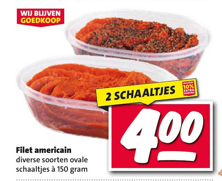 Filet americain diverse soorten ovale schaaltjes à 150 gram 2 schaaltjes