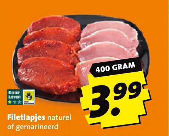 Filetlapjes naturel of gemarineerd
