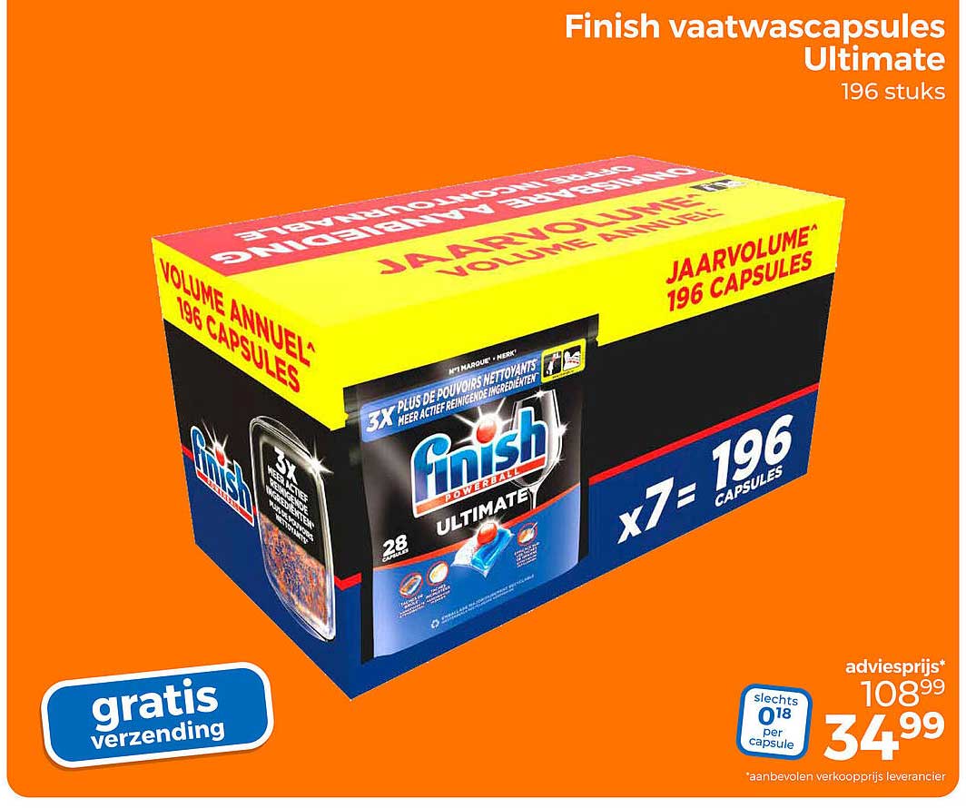 Finish vaatwascapsules Ultimate 196 stuks