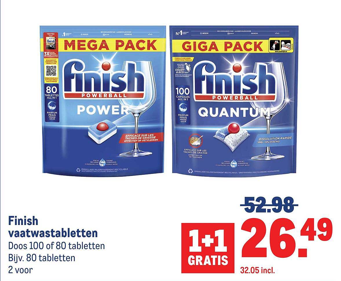 Finish vaatwastabletten 1+1 gratis