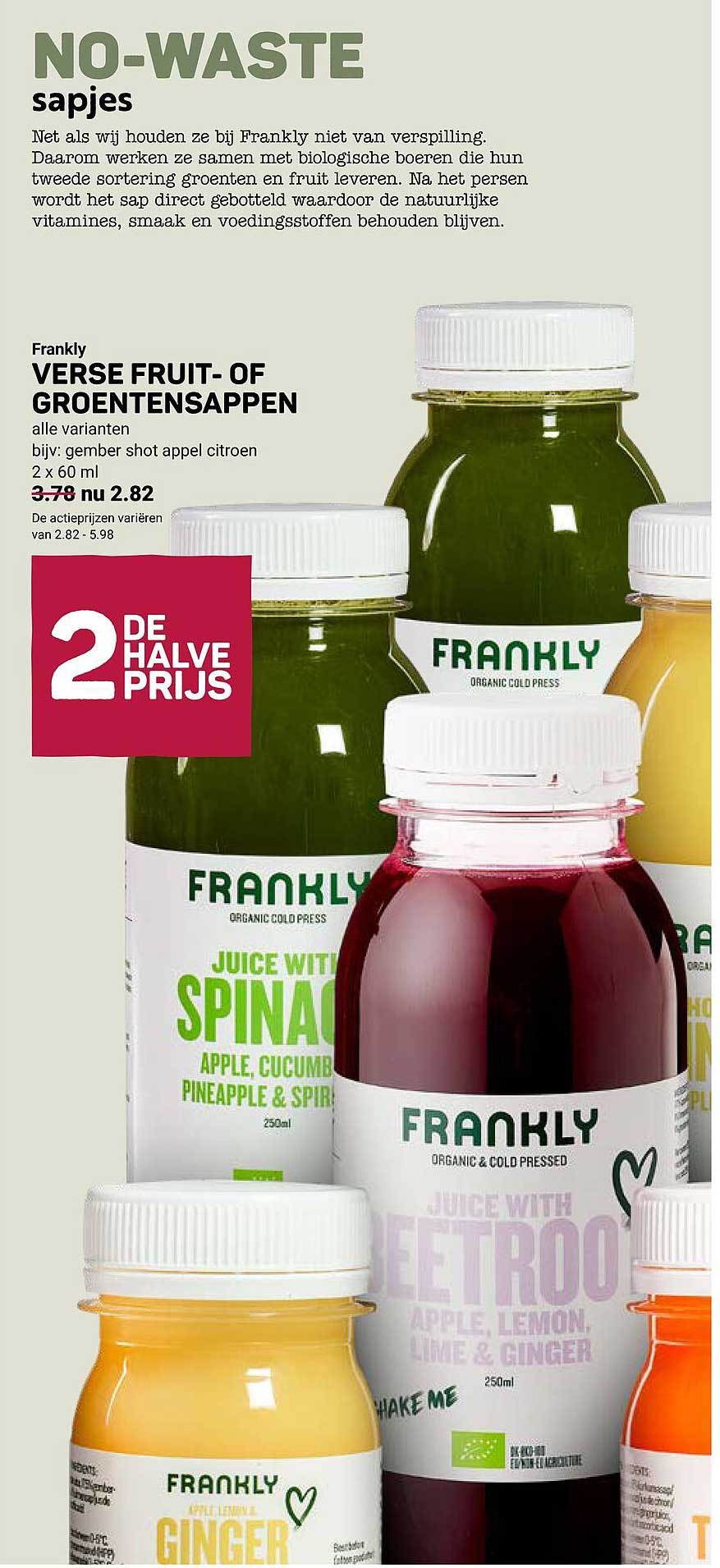 Frankly verse fruit- of groentensappen 2 x 60 ml 2e halve prijs