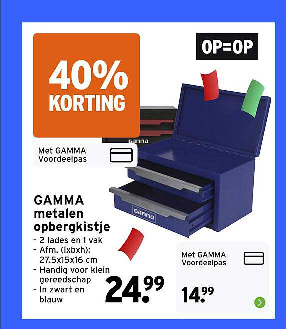 GAMMA metalen opbergkistje 40% KORTING OP=OP