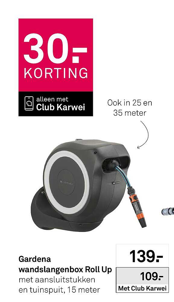 Gardena wandslangenbox Roll Up met aansluitstukken en tuinspuit, 15 meter