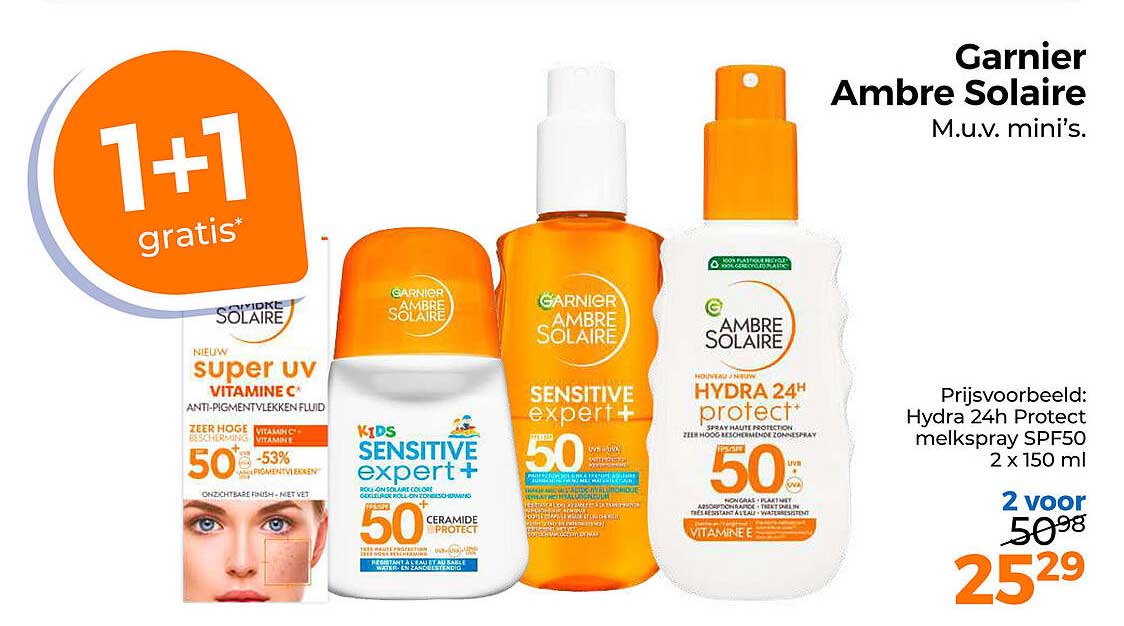 Garnier Ambre Solaire M.u.v. mini’s. 1+1 gratis