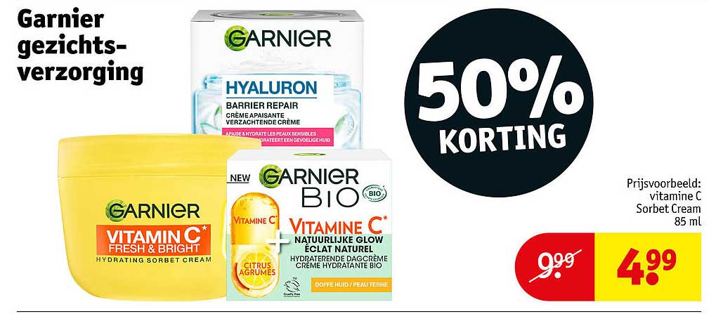 Garnier gezichtsverzorging 50% KORTING
