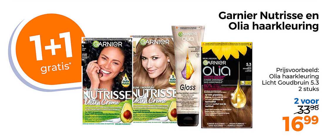 Garnier Nutrisse en Olia haarkleuring 1+1 gratis