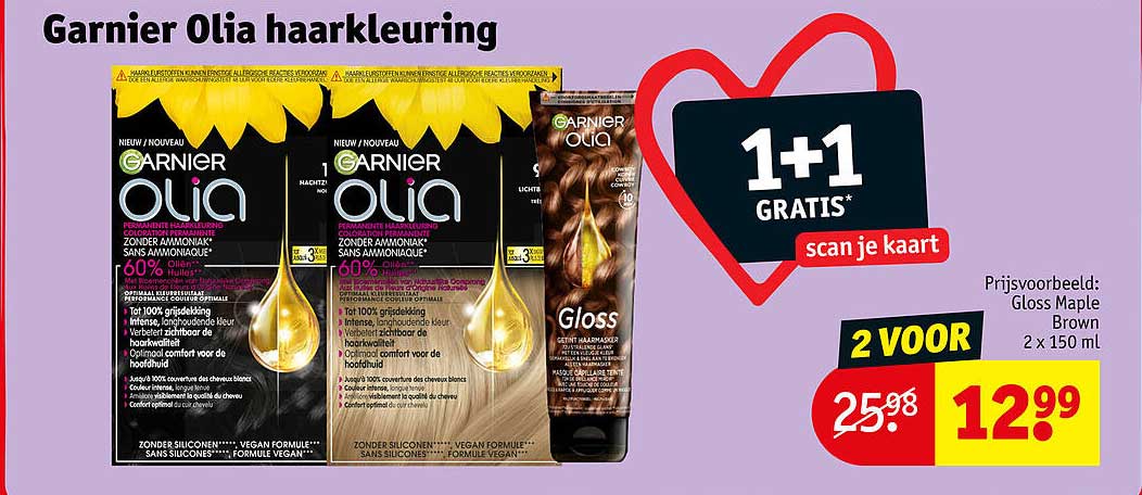 Garnier Olia haarkleuring 1+1 gratis