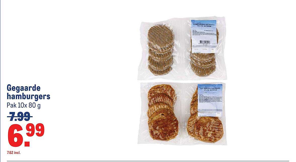 Gegaarde hamburgers Pak 10x 80 g