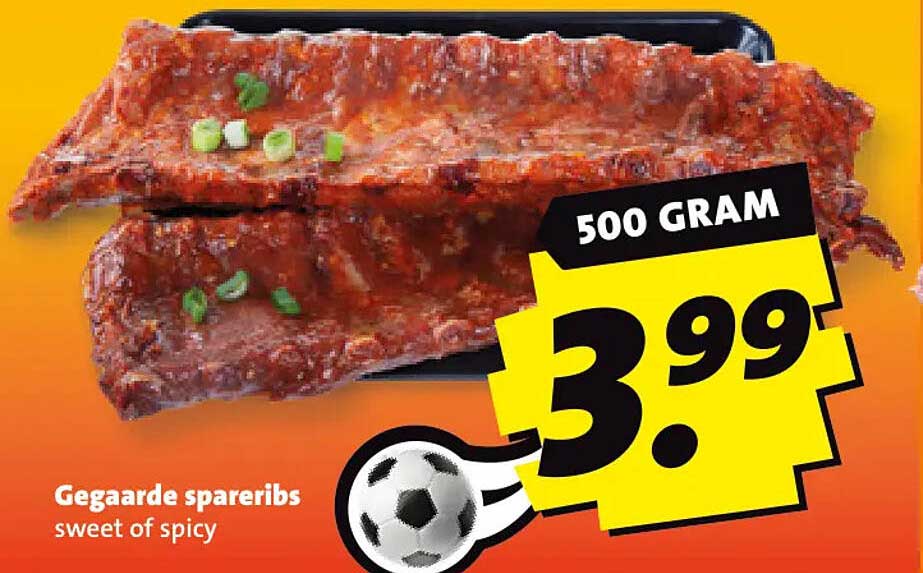 Gegaarde spareribs sweet of spicy 500 gram