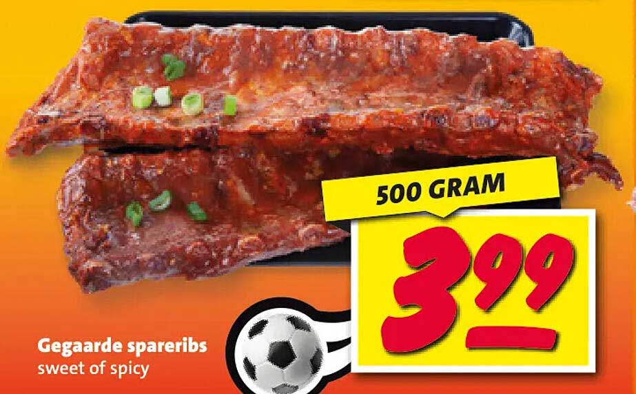 Gegaarde spareribs sweet of spicy