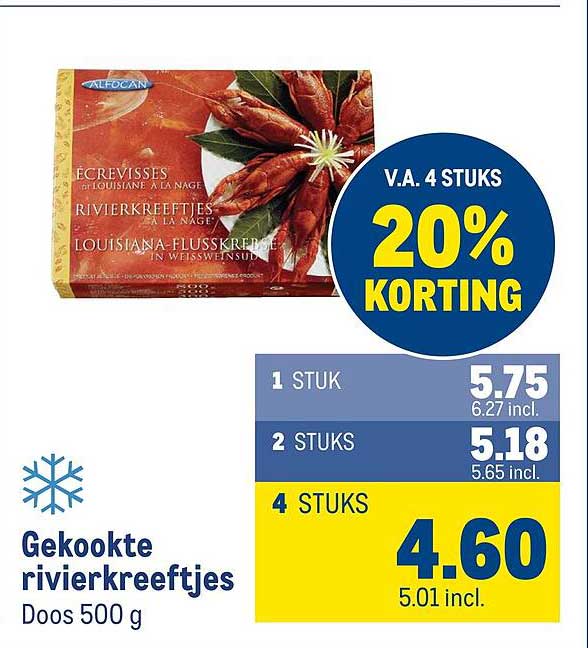 Gekookte rivierkreeftjes Doos 500 g