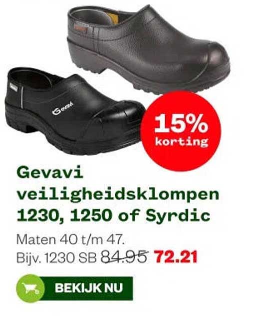 Gevavi veiligheidsklompen 1230, 1250 of Syrdic 15% korting