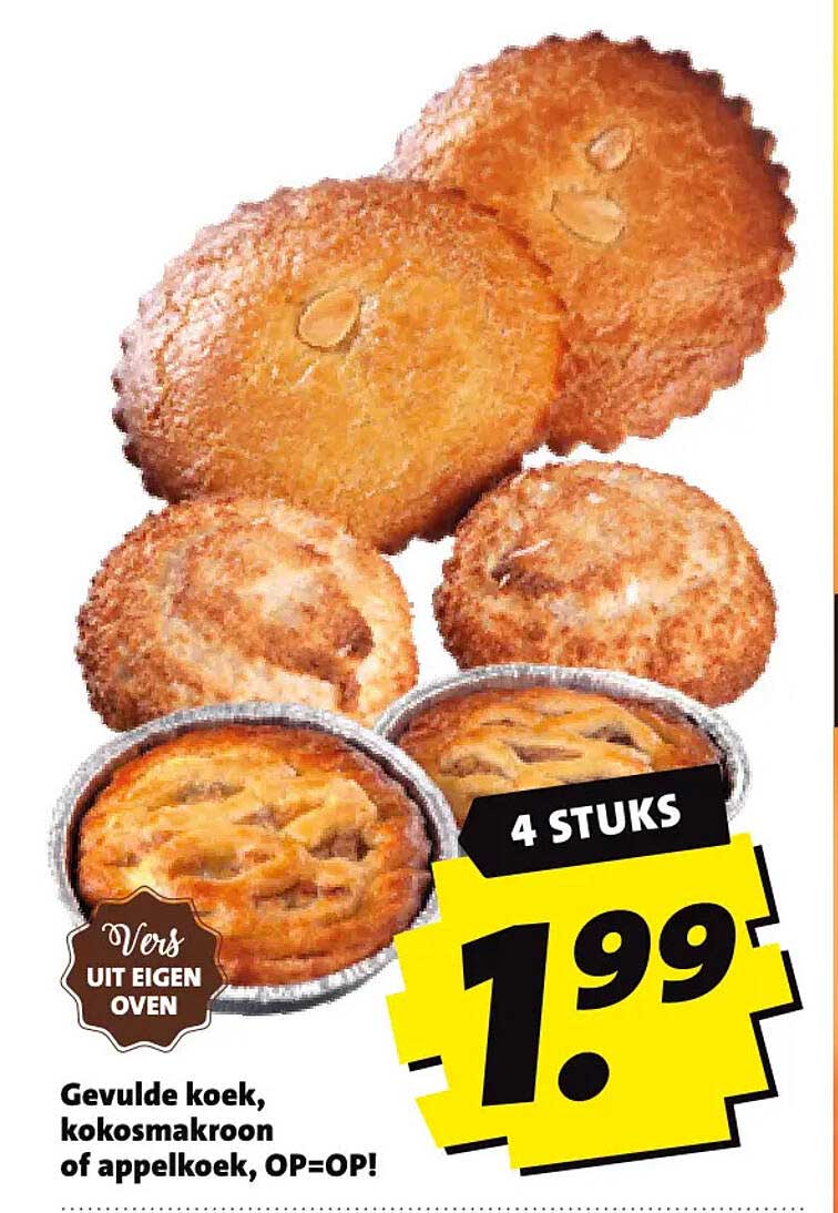 Gevulde koek, kokosmakroon of appelkoek, OP=OP! 4 STUKS