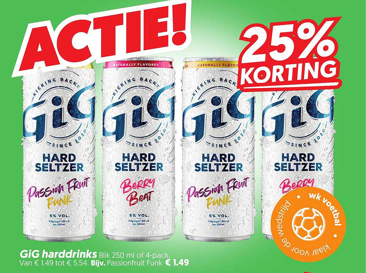 GiG harddrinks Blik 250 ml of 4-pack 25% KORTING