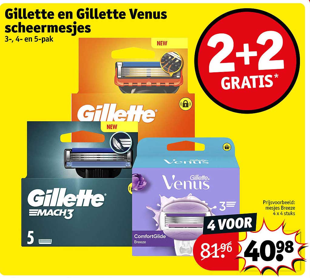 Gillette en Gillette Venus scheermesjes 3-, 4- en 5-pak 2+2 GRATIS*