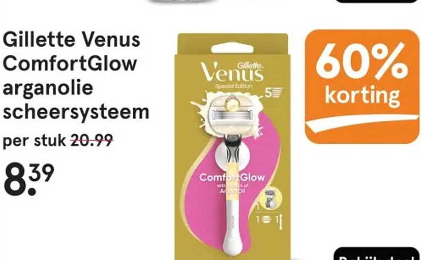 Gillette Venus ComfortGlow arganolie scheersysteem 60% korting