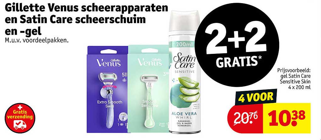 Gillette Venus scheerapparaten en Satin Care scheerschuim en -gel 2+2 gratis