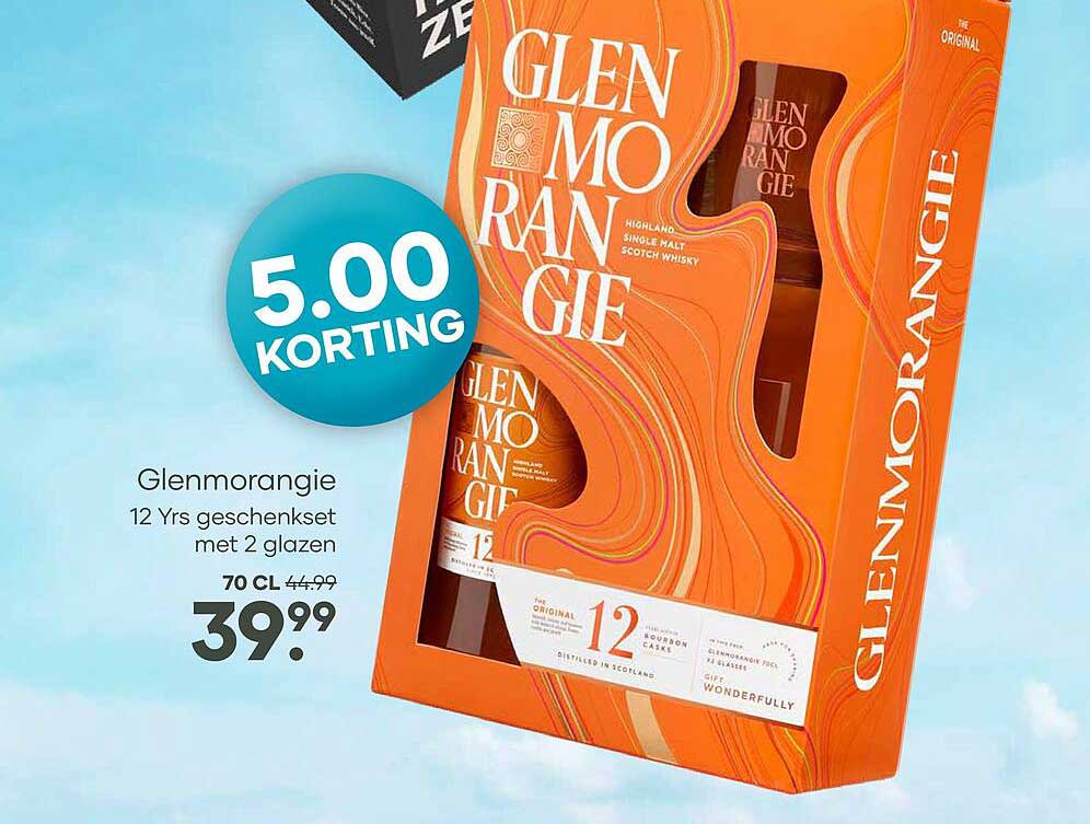 Glenmorangie 12 Yrs geschenkset met 2 glazen 5.00 KORTING