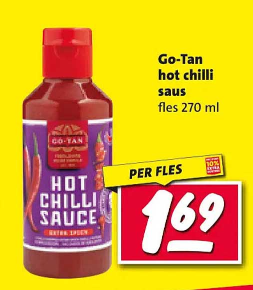 Go-Tan hot chilli saus fles 270 ml
