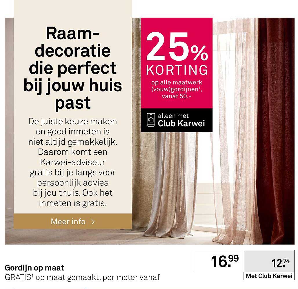 Gordijn op maat GRATIS op maat gemaakt, per meter vanaf
