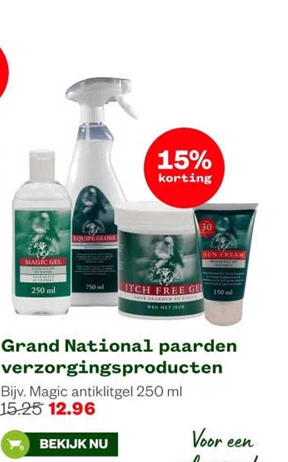 Grand National paarden verzorgingsproducten 15% korting