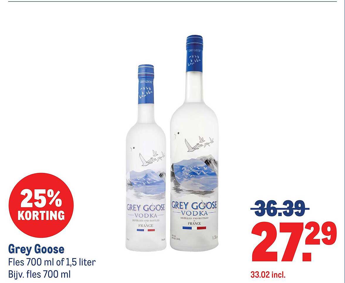 Grey Goose Fles 700 ml of 1,5 liter Bijv. fles 700 ml