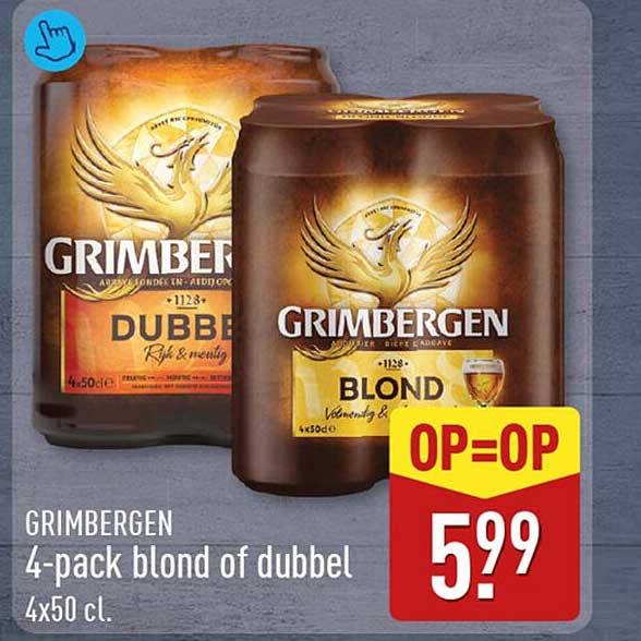 GRIMBERGEN 4-pack blond of dubbel 4x50 cl. OP=OP