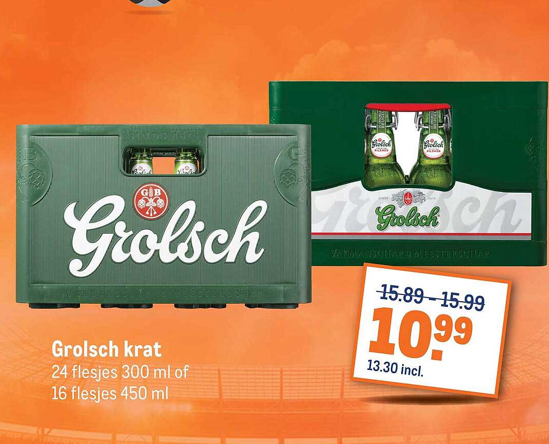 Grolsch krat 24 flesjes 300 ml of 16 flesjes 450 ml