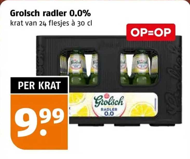 Grolsch radler 0.0% krat van 24 flesjes à 30 cl OP=OP