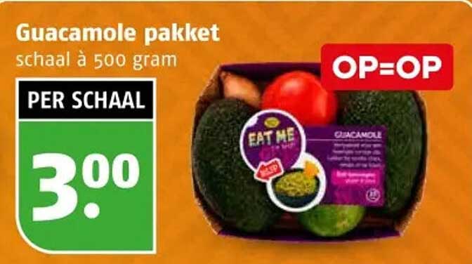 Guacamole pakket schaal à 500 gram OP=OP