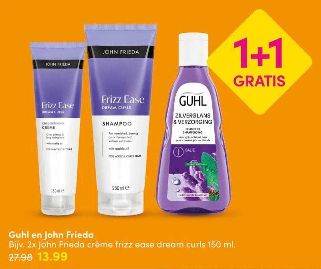 Guhl en John Frieda Bijv. 2x John Frieda crème frizz ease dream curls 150 ml 1+1 GRATIS