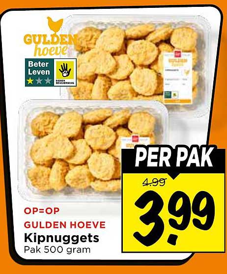 GULDEN HOEVE Kipnuggets Pak 500 gram