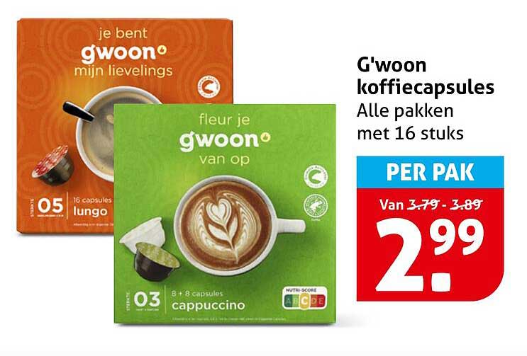 G'woon koffiecapsules Alle pakken met 16 stuks