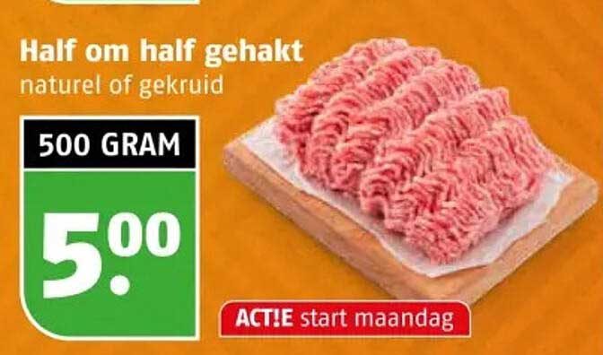 Half om half gehakt naturel of gekruid