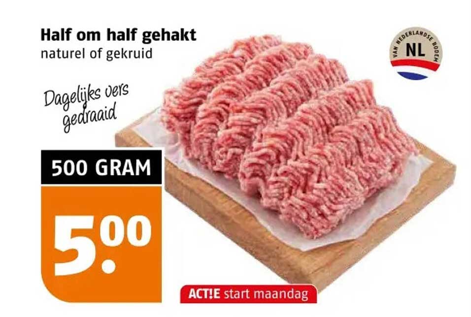 Half om half gehakt naturel of gekruid