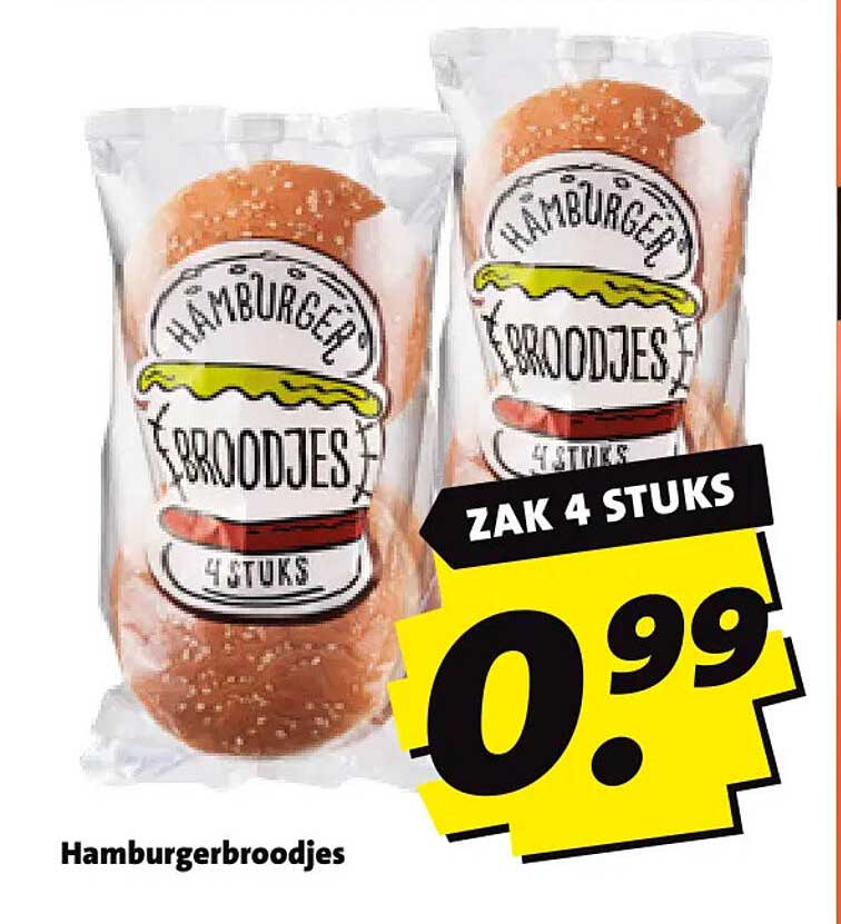 Hamburgerbroodjes zak 4 stuks