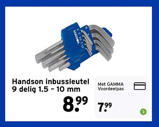 Handson inbussleutel 9 delig 1.5 - 10 mm