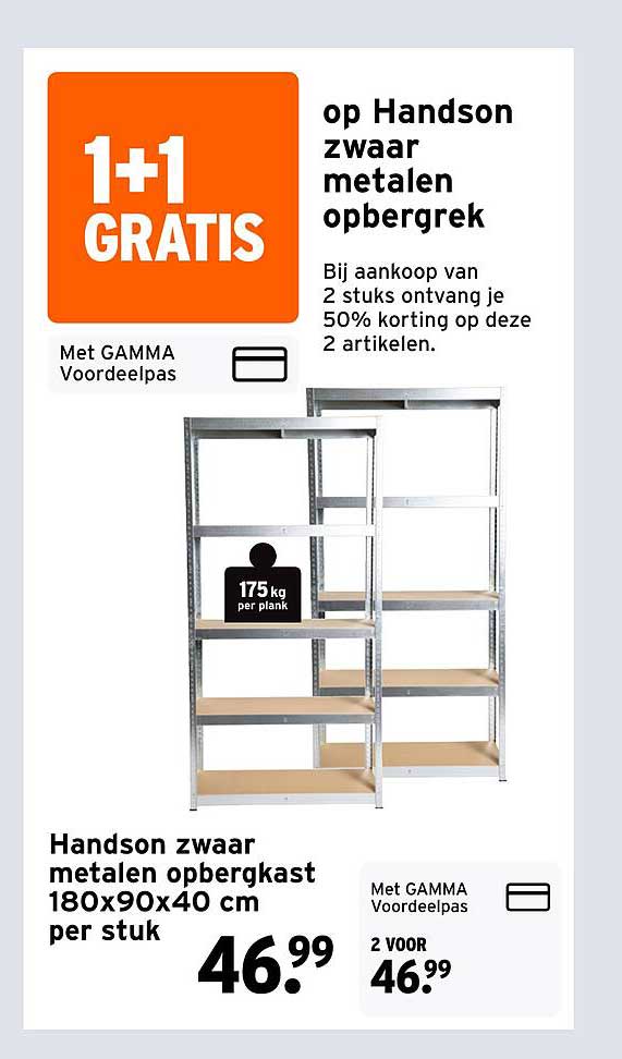 Handson zwaar metalen opbergrek 1+1 GRATIS